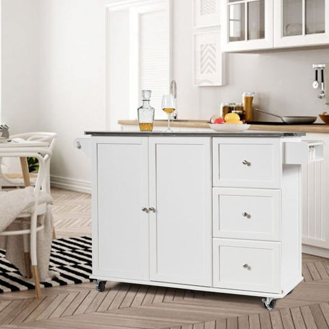 Elegant Kitchen Island Cart with Sleek Modern Design and Multiple Storage Drawers