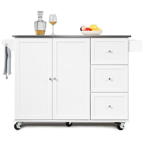 Elegant Kitchen Island Cart with Sleek Modern Design and Multiple Storage Drawers