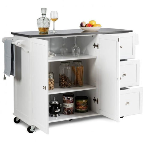 Elegant Kitchen Island Cart with Sleek Modern Design and Multiple Storage Drawers