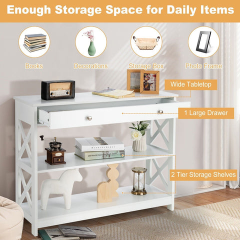 Stylish Multi-Purpose Entryway Console Table with Storage Drawer and Shelf