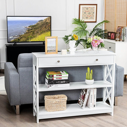 Stylish Multi-Purpose Entryway Console Table with Storage Drawer and Shelf