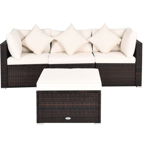 Garden Wicker Conversation Furniture Set with soft cushions and pillow in White