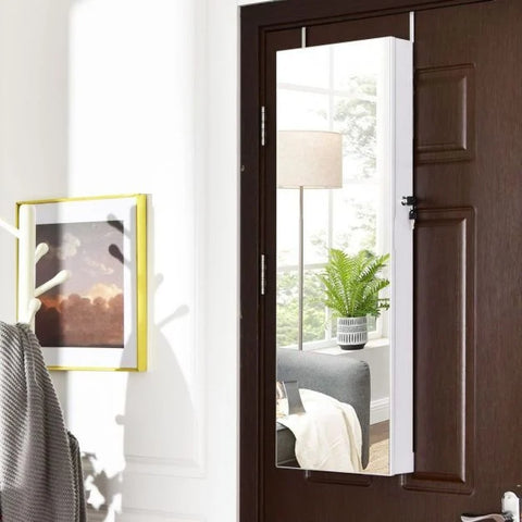 Mounted Spacious Jewellery Cabinet with Lock and Integrated LED Lights