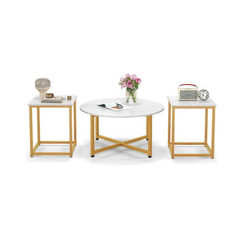 Versatile and Modern 3 Piece Coffee Table with Metal Frame