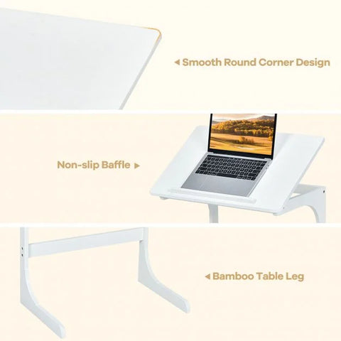 Slim and Elegant C-Shaped Side table with Adjustable Table Top