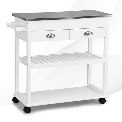 3-Tier Rolling Kitchen Island  Cart with Drawers-Brown
