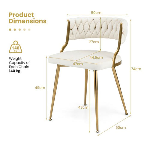 Velvet Dining Chairs - Gold Legs (set of 2)