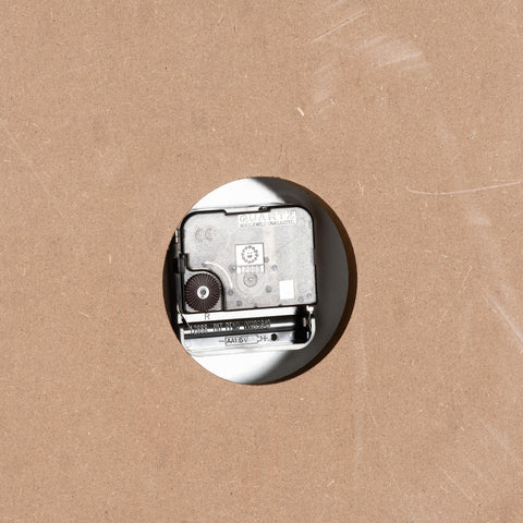 Minimalistic Square Large Wooden Wall Clock with Skeleton Grey Metal Face