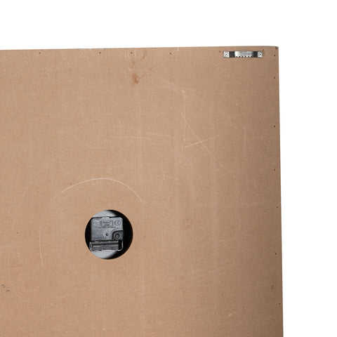 Minimalistic Square Wooden Wall Clock with Skeleton Grey Metal Face
