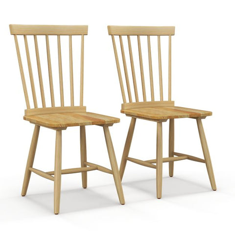 Wooden Set of 2 Dining Chairs with High Backrest