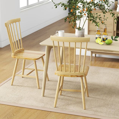 Wooden Set of 2 Dining Chairs with High Backrest