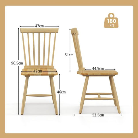 Wooden Set of 2 Dining Chairs with High Backrest