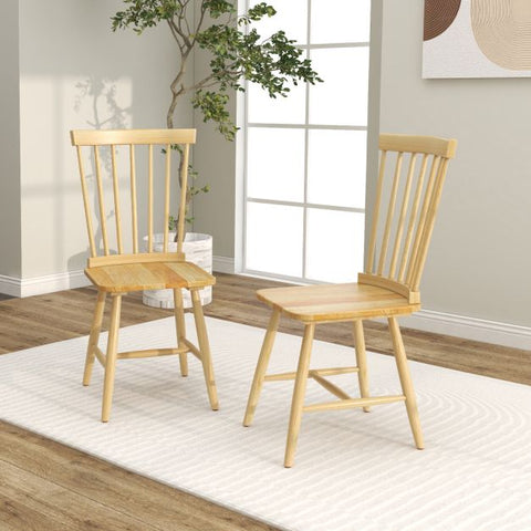Wooden Set of 2 Dining Chairs with High Backrest