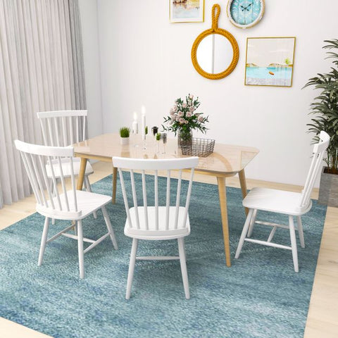 Wooden Set of 2 Dining Chairs with High Backrest