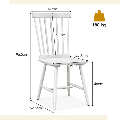 Wooden Set of 2 Dining Chairs with High Backrest