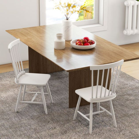 Wooden Set of 2 Dining Chairs with High Backrest