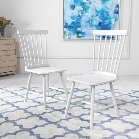 Wooden Set of 2 Dining Chairs with High Backrest