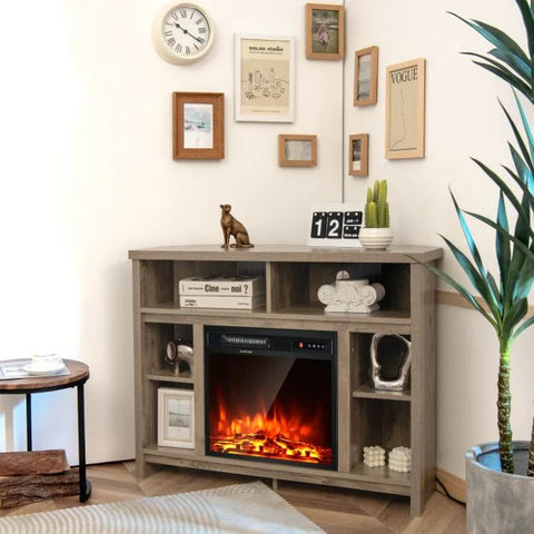 Rustic and Elegant Corner Multi-Purpose TV Stand with Adjustable Shelves