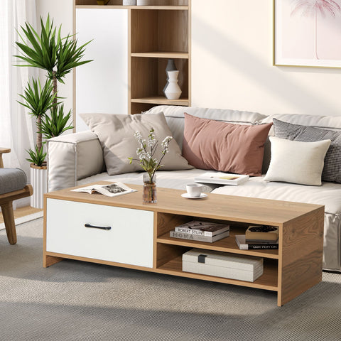 Super Elegant and Modern TV Stand with 2 Open Shelves and Drawer