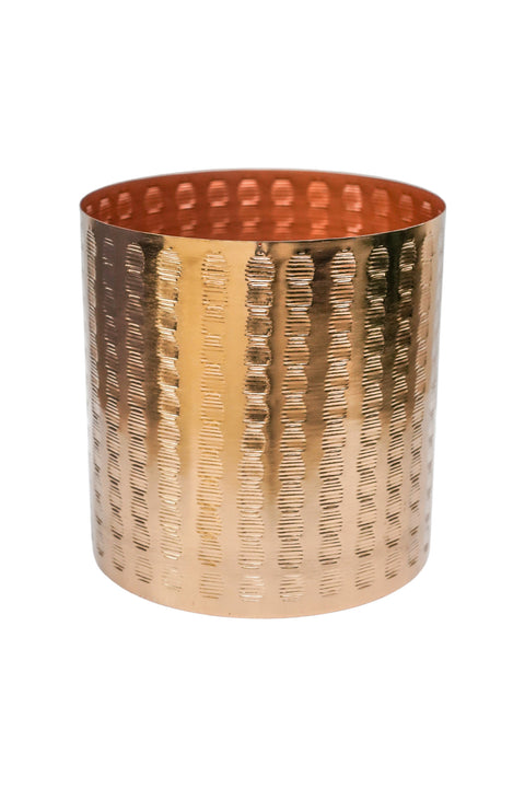 Industrial-style Mild Steel Indoor Planter with Embossed Exterior in Gold
