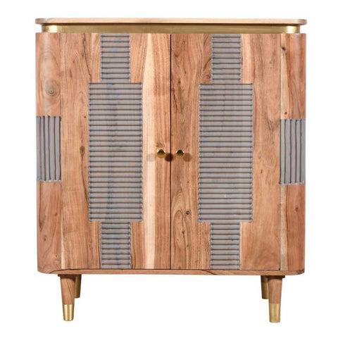 Rustic Acacia Wood Sideboard with Natural Wooden Charm and Lacquered Finish