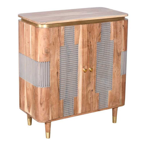 Rustic Acacia Wood Sideboard with Natural Wooden Charm and Lacquered Finish
