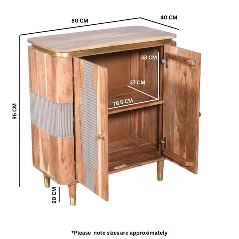 Rustic Acacia Wood Sideboard with Natural Wooden Charm and Lacquered Finish