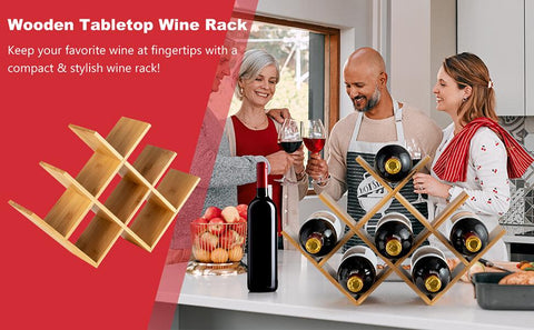 Compact and Exquisite 8 Bottle Wine rack with Bamboo Construction and Elegant Design