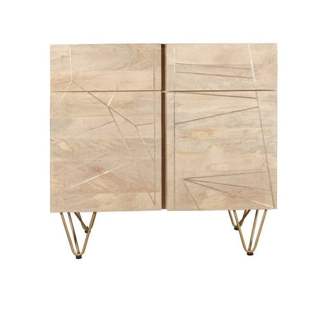 Modern Contemporary Mango Wood Sideboard with Creative Detailing and Metal Legs