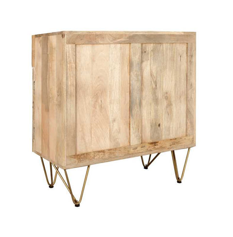 Modern Contemporary Mango Wood Sideboard with Creative Detailing and Metal Legs