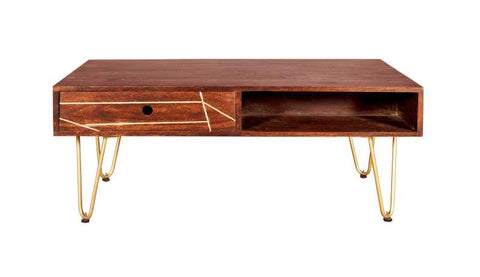 Mayfair Coffee Table With Drawer and Shelf Front and Back