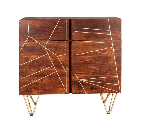 Modern Contemporary Mango Wood Sideboard with Creative Detailing and Metal Legs
