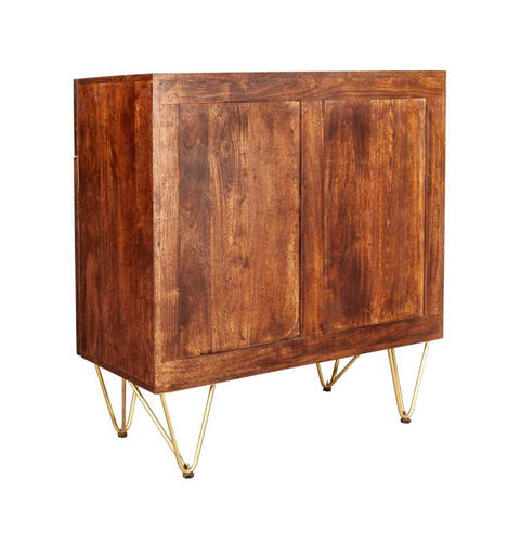 Modern Contemporary Mango Wood Sideboard with Creative Detailing and Metal Legs