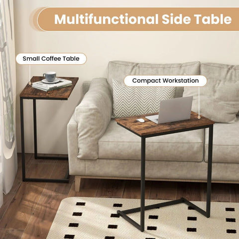 Multipurpose C-Shaped Side Table with Elegant and Minimalist Design