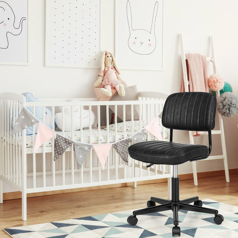 Adjustable Armless Chair with 360 Degree Rotating Seat Ergonomic Backrest