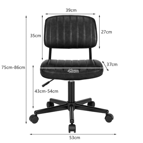 Adjustable Armless Chair with 360 Degree Rotating Seat Ergonomic Backrest