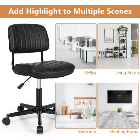 Adjustable Armless Chair with 360 Degree Rotating Seat Ergonomic Backrest