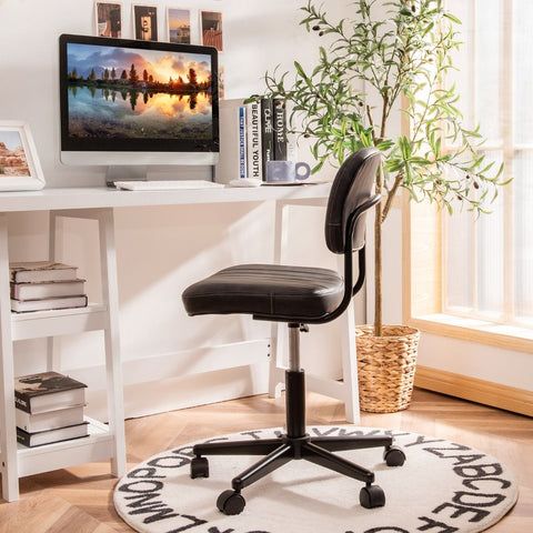 Adjustable Armless Chair with 360 Degree Rotating Seat Ergonomic Backrest