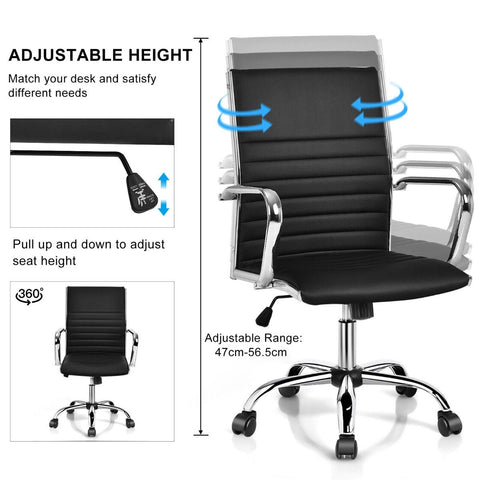 Premium Height-Adjustable Executive Office Chair with Ergonomic Backrest and Swivel