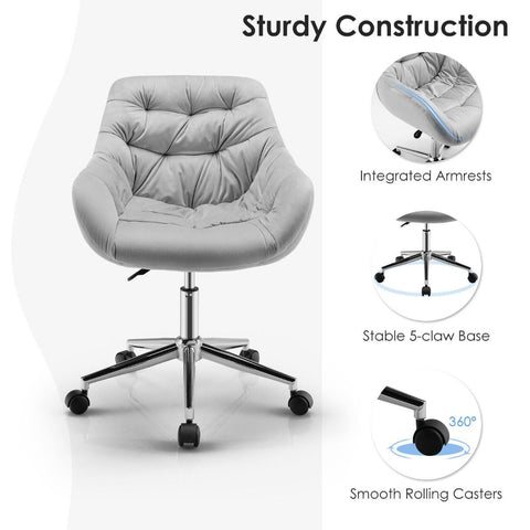 Luxurious Height-Adjustable Office Chair with 360° Swivel and Upholstered Materials