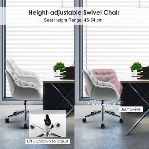 Luxurious Height-Adjustable Office Chair with 360° Swivel and Upholstered Materials