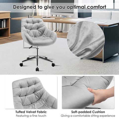 Luxurious Height-Adjustable Office Chair with 360° Swivel and Upholstered Materials