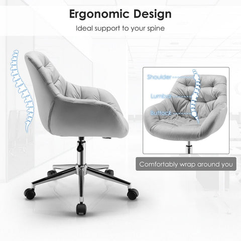 Luxurious Height-Adjustable Office Chair with 360° Swivel and Upholstered Materials
