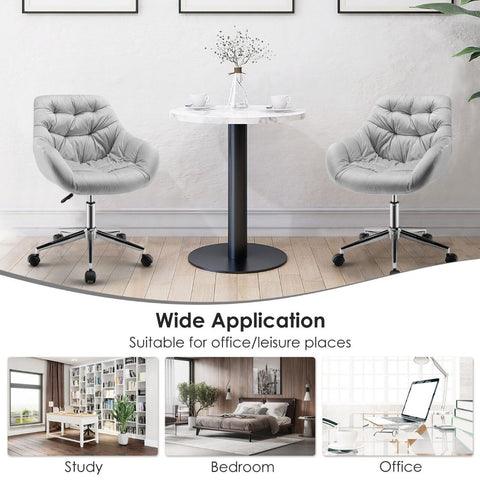 Luxurious Height-Adjustable Office Chair with 360° Swivel and Upholstered Materials