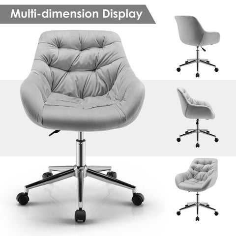 Luxurious Height-Adjustable Office Chair with 360° Swivel and Upholstered Materials