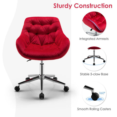 Luxurious Height-Adjustable Office Chair with 360° Swivel and Upholstered Materials