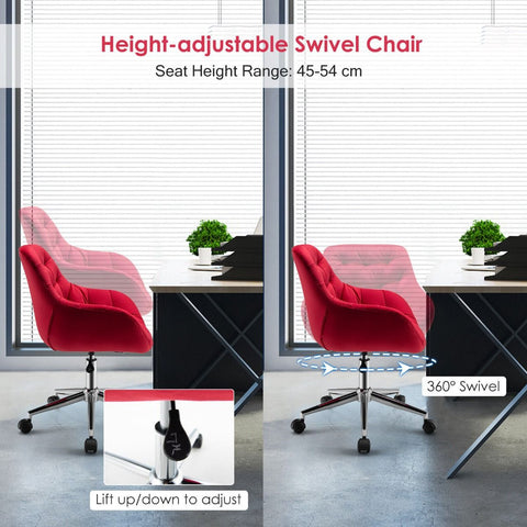 Luxurious Height-Adjustable Office Chair with 360° Swivel and Upholstered Materials