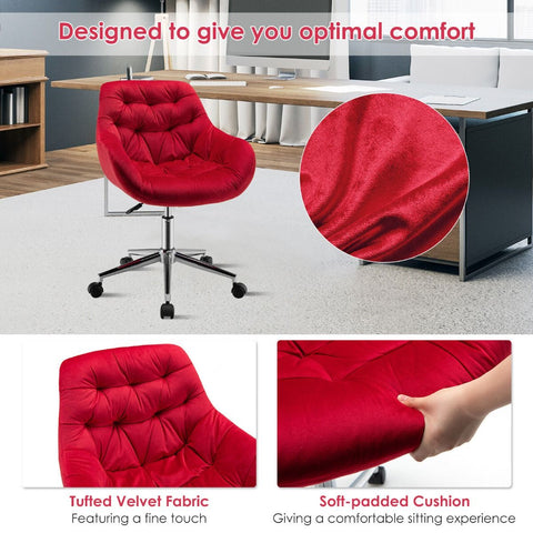 Luxurious Height-Adjustable Office Chair with 360° Swivel and Upholstered Materials
