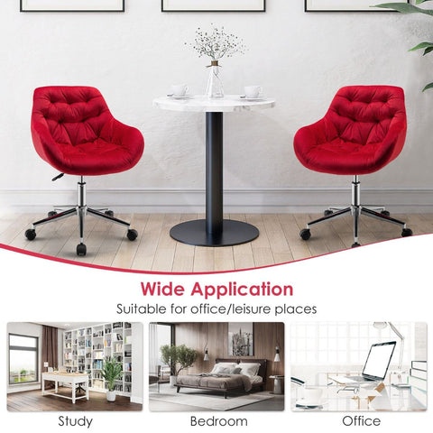 Luxurious Height-Adjustable Office Chair with 360° Swivel and Upholstered Materials