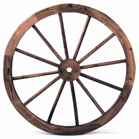 Fir Wood 76cm Decorative Wheels set in Brown